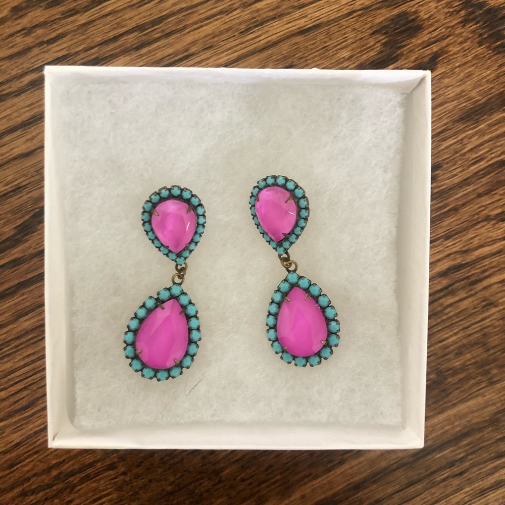 Pink and blue earrings